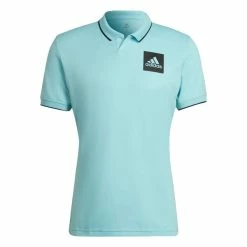 Outlet 😍 Adidas Men's Paris FreeLift Polo Pulse Aqua 🤩