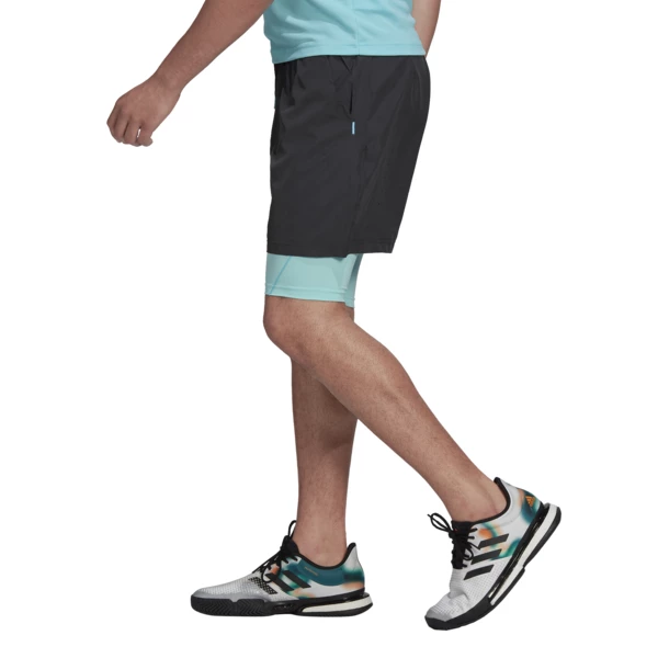 Coupon 🎉 Adidas Men's Paris 2 In 1 Shorts Carbon Pulse Aqua 🌟 - Image 4