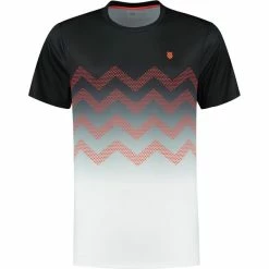 Best Pirce 🔔 K-Swiss Men's Hypercourt Print Crew Tee 2 Jet Black White 🔥