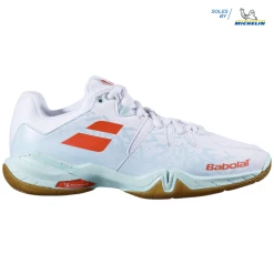 Flash Sale 😍 Babolat Shadow Spirit 👩 Women's Indoor 👟 Shoes White Light Blue 🥰
